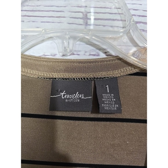 Chico's Travelers Brown Striped Clambake Long Sleeve Duster Jacket Womans 1 Med - Picture 4 of 5